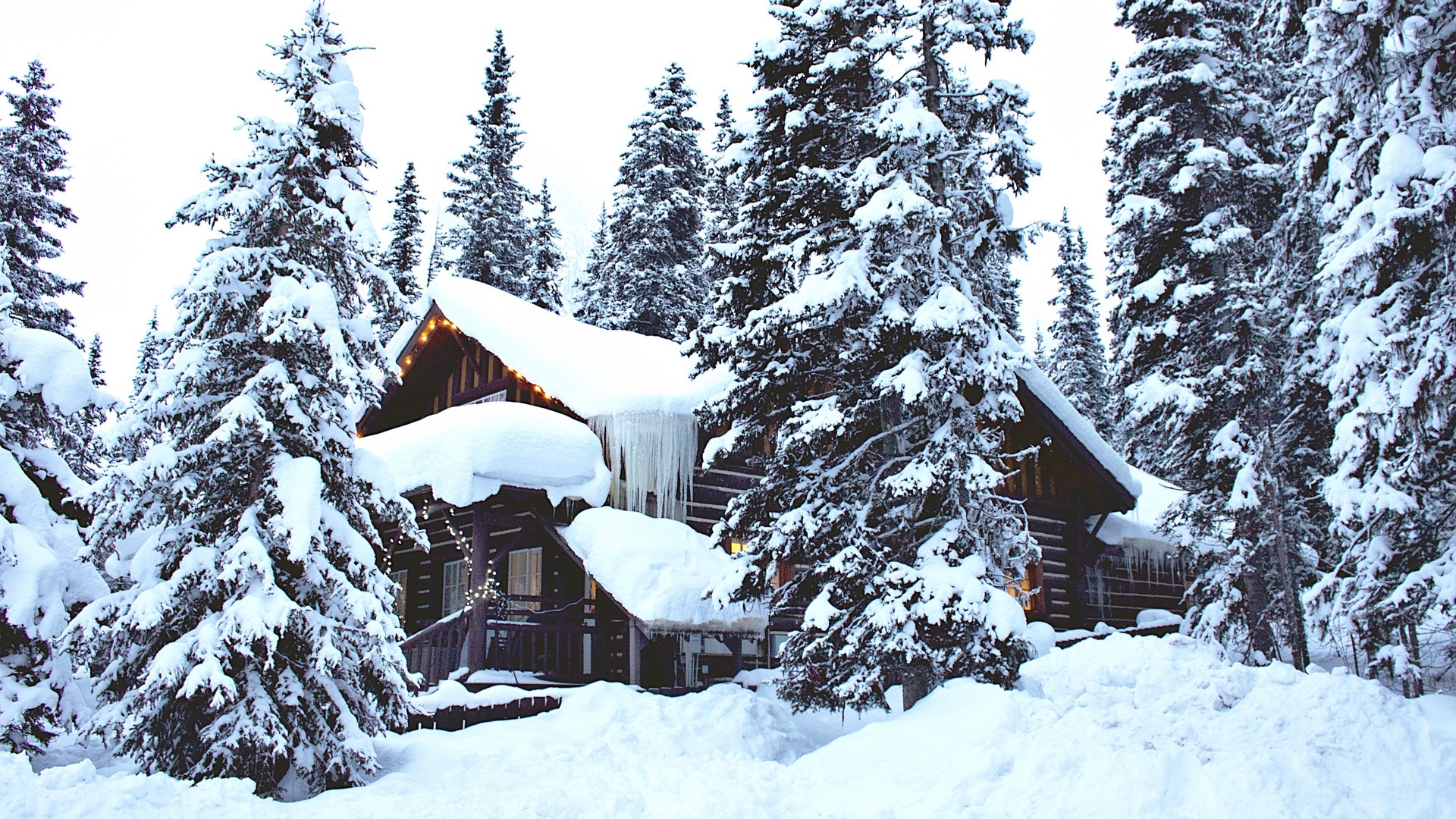 1920x1080 wallpapers: house, forest, winter, snow (image)