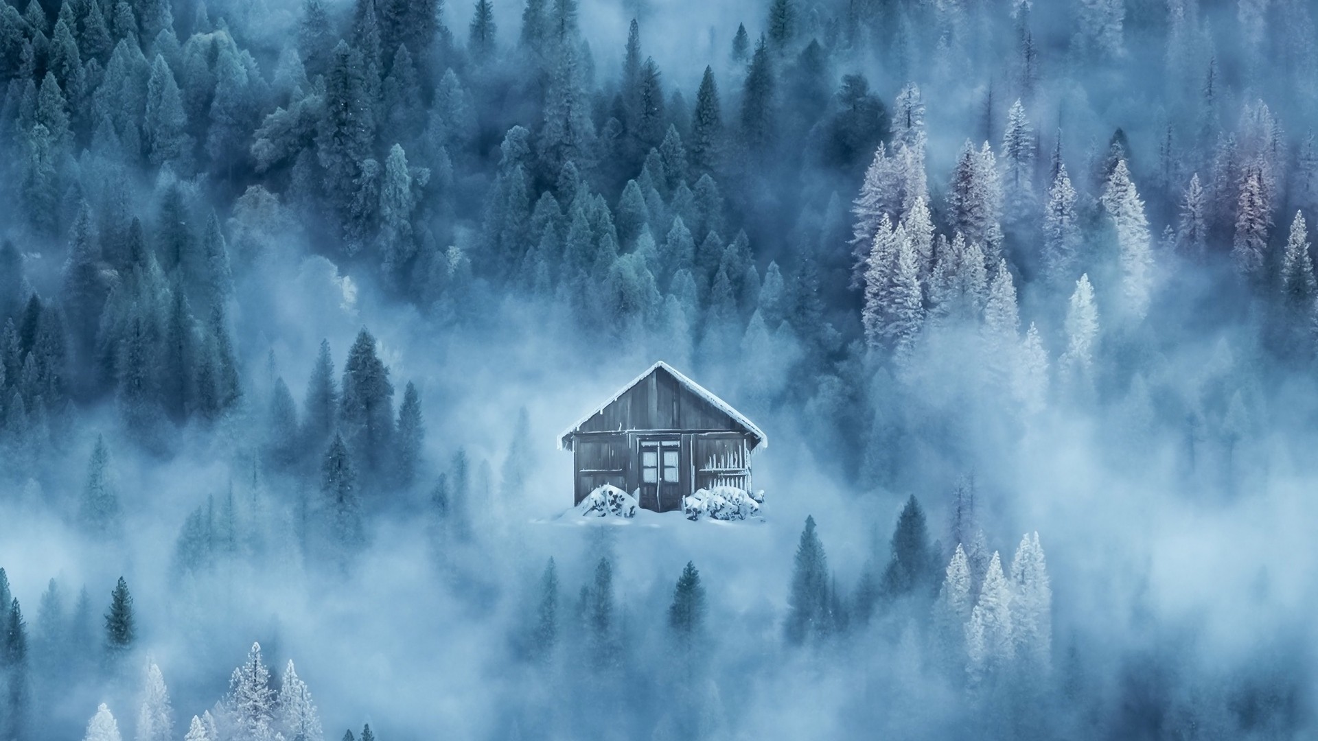 1920x1080 wallpapers: house, fog, snow, winter (image)