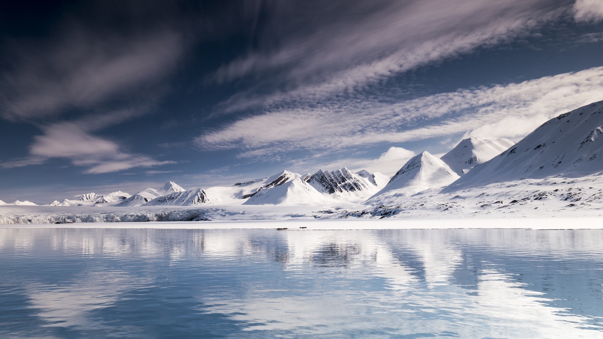 1920x1080 wallpapers: mountains, snow, lake, iceberg (image)