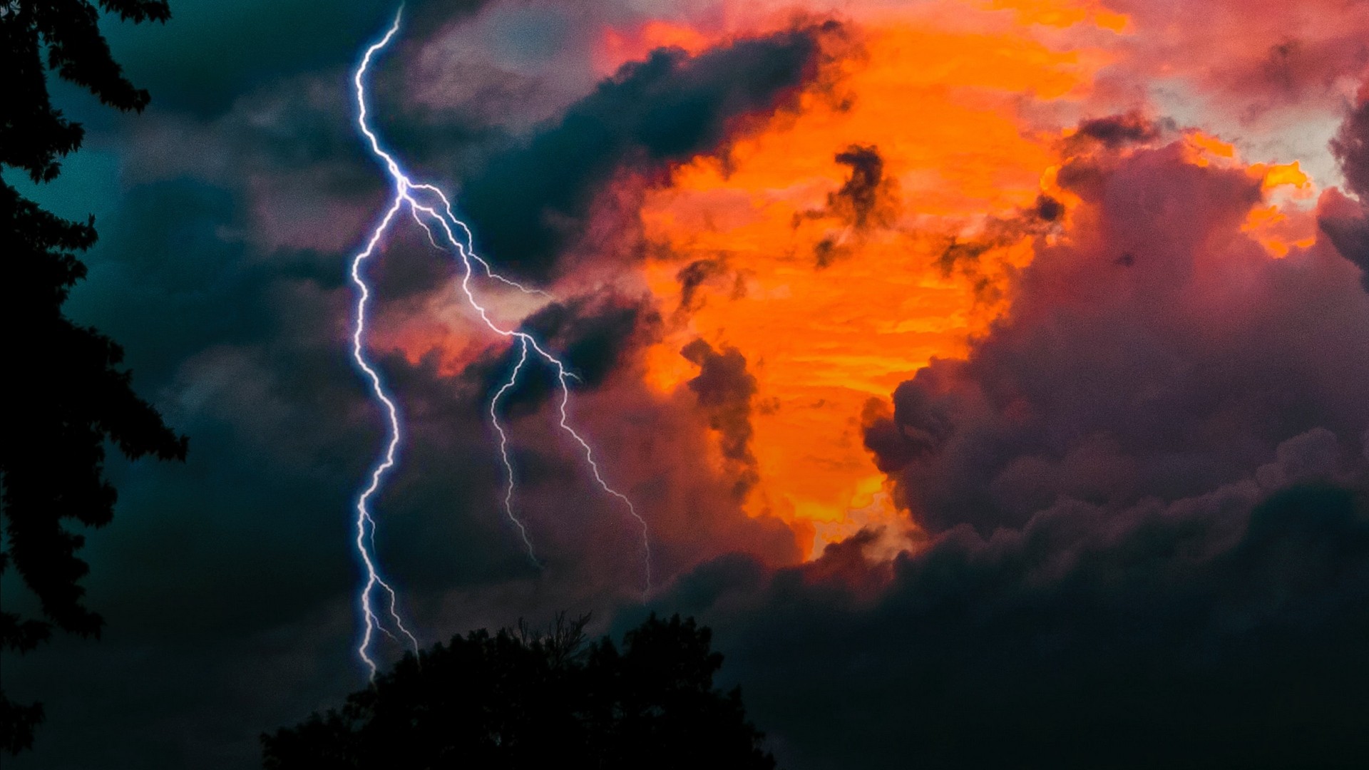 1920x1080 wallpapers: lightning, clouds, cloudy, dusk (image)