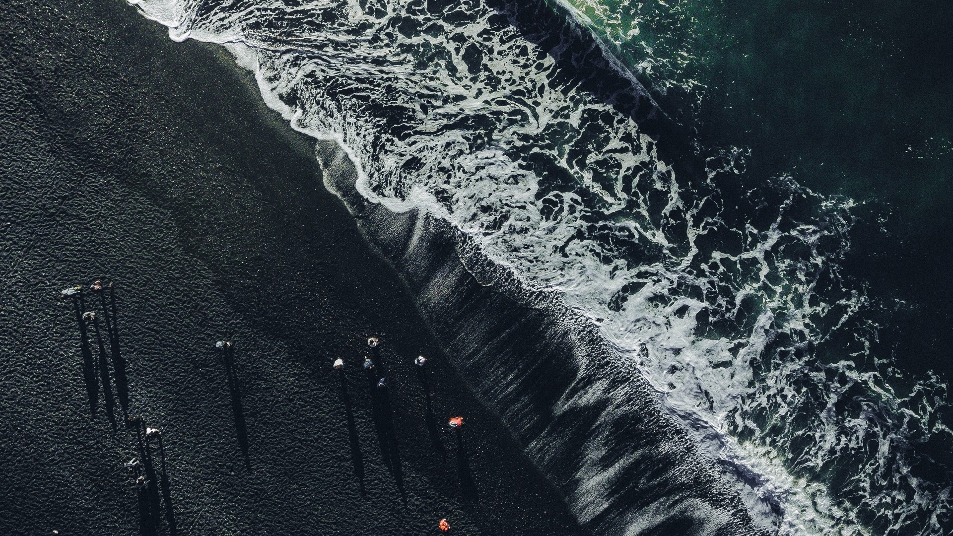 海 空撮 波 サーフィン 海岸 アイスランド 写真 写真 デスクトップ壁紙