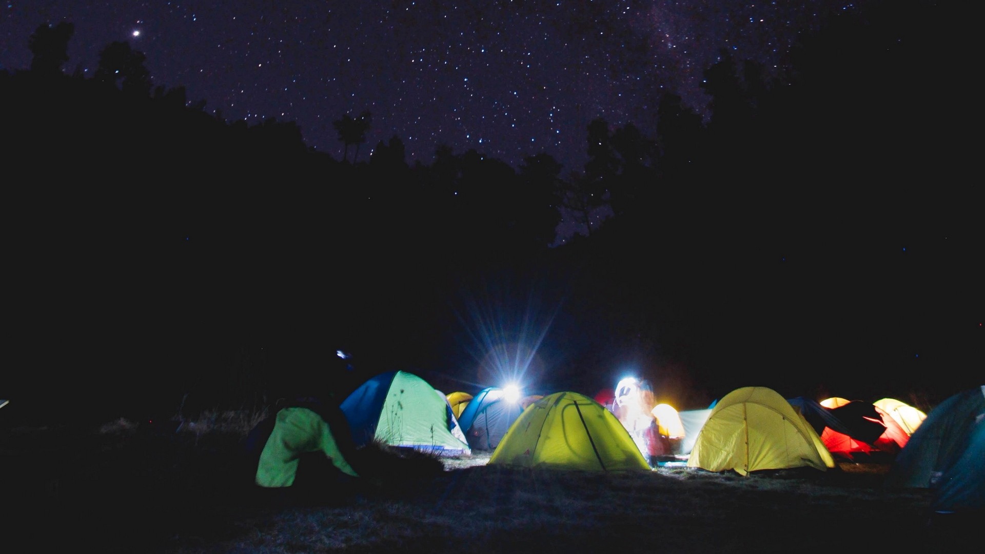 1920x1080 wallpapers: tent, camping, starry sky, tents (image)