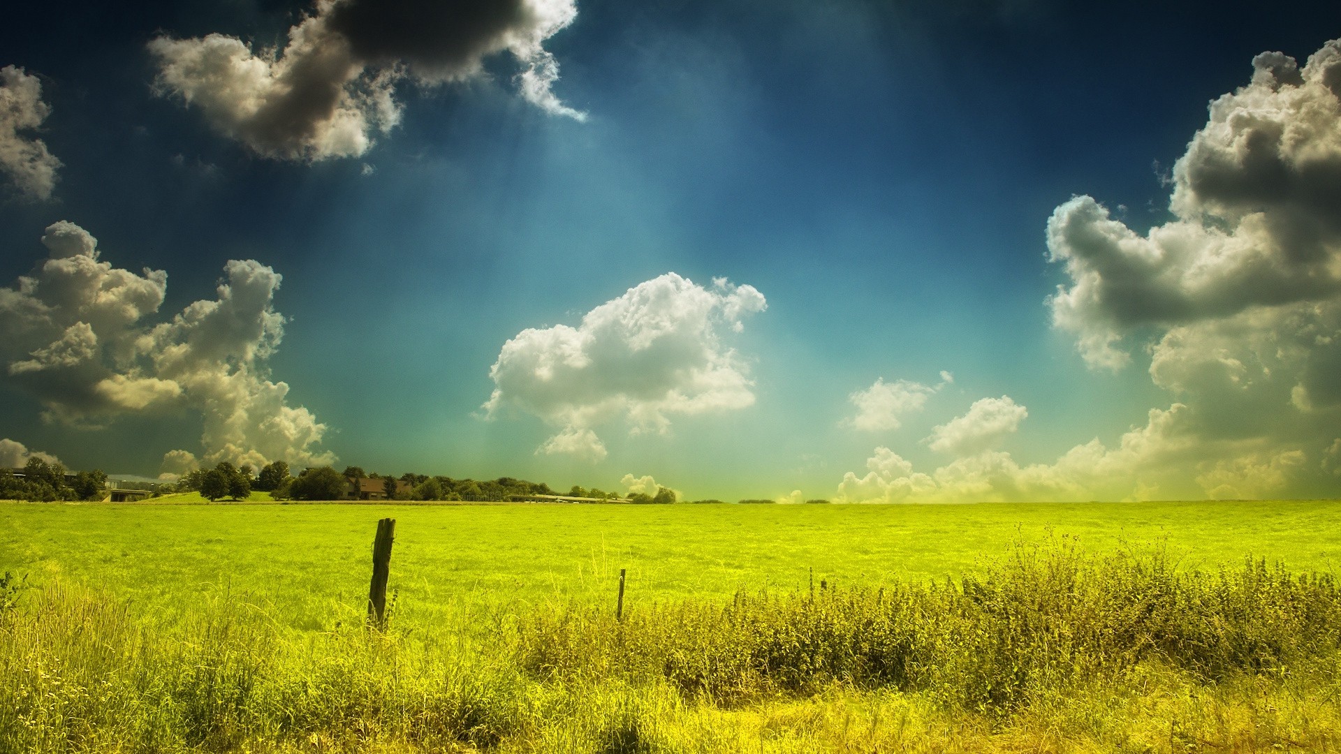 1920x1080 wallpapers: field, pasture, sky, clouds, paints, summer, colors (image)