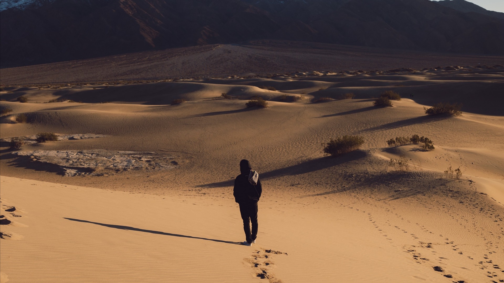 砂漠 孤独 孤独 砂 痕跡 写真 写真 デスクトップ壁紙