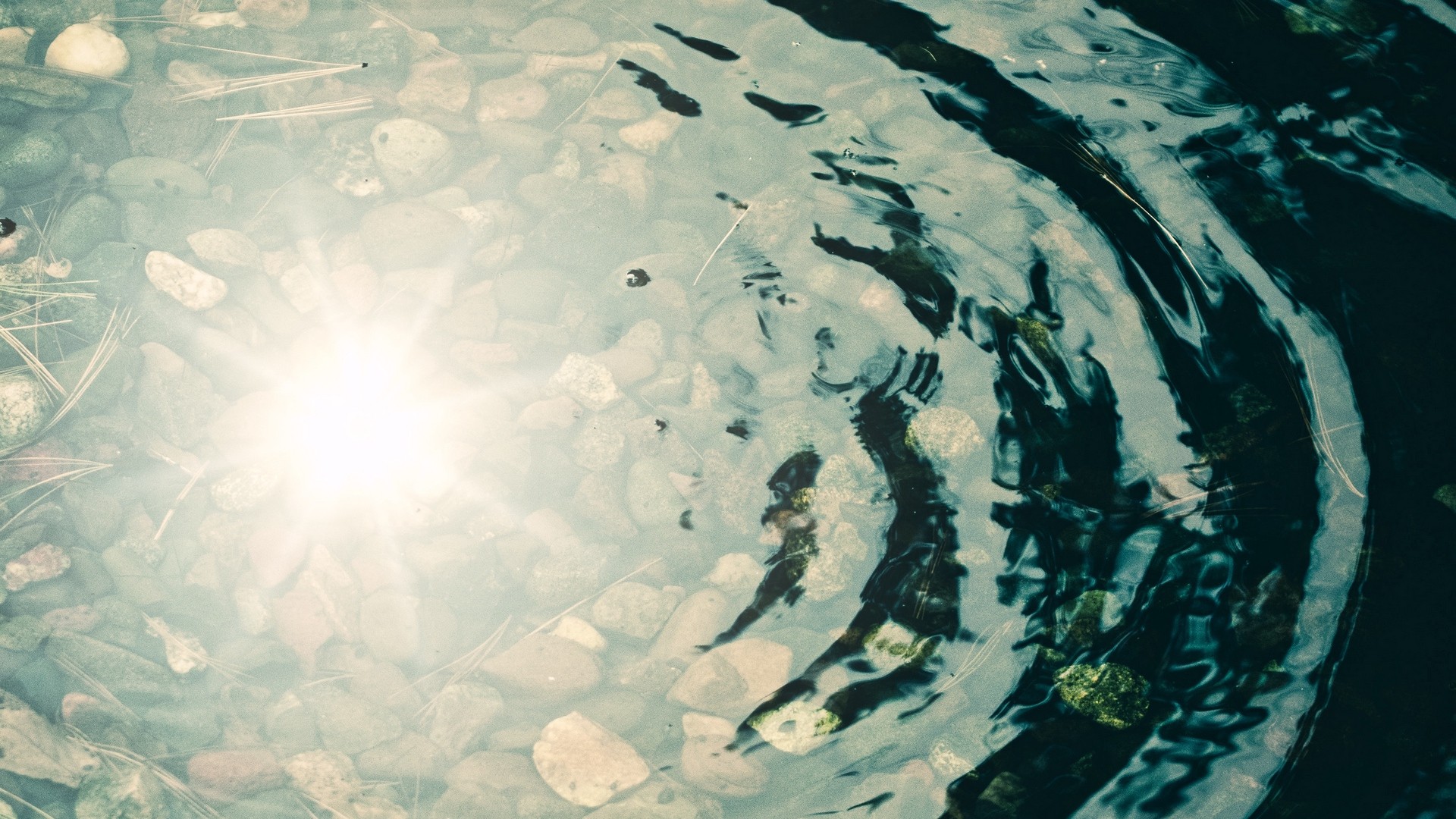 1920x1080 wallpapers: water, pebbles, circles, light (image)