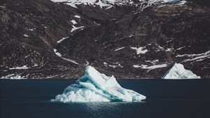 iceberg, ice floe, lake, mountain, sea, shore