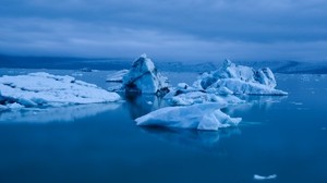 iceberg, ice floes, ice, water, snow