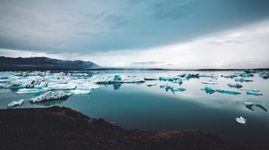 icebergs, ice, snow, lake