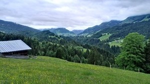 Allgoy, Alemania, montañas, hierba, colina