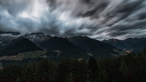 alps, mountains, clouds