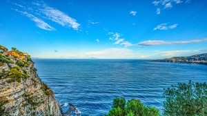 amalfi, italy, hill, sea - wallpapers, picture
