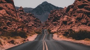 asphalt, road, marking, valley, movement - wallpapers, picture