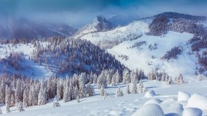 austria, mountains, snow, valley - wallpapers, picture