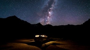 汽车，繁星点点的天空，银河系，夜晚 - wallpapers, picture