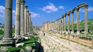 asia, architecture, columns, tourists