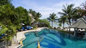 pool, palm trees, resort, design, villa, relaxation, tropics - wallpapers, picture