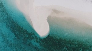shore, beach, sand, top view, island, water - wallpapers, picture
