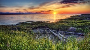 shore, river, sunset, canada - wallpapers, picture