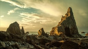 shore, rocks, stones, coast, sky - wallpapers, picture
