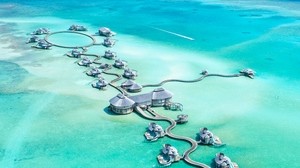 bungalow, top view, ocean, maldives