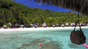 buoy, water, coast, island, huts, canopy, basket - wallpapers, picture