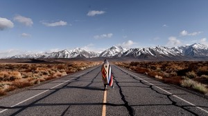 girl, mountains, road, path, loneliness, solitude, California, usa