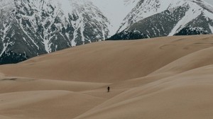 dunes, sand, mountains, great sand dunes, colorado, usa - wallpapers, picture