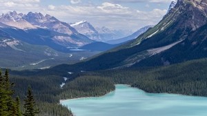 valley, lake, mountains, landscape