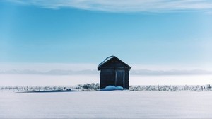 house, hut, snow, winter, landscape - wallpapers, picture