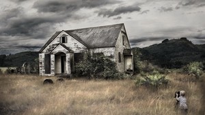 casa, campo, chico, abandonado, cámara