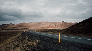 road, asphalt, mountains, marking