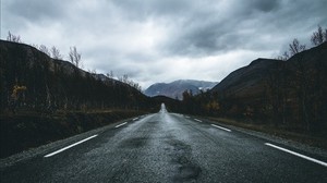 road, asphalt, wet, direction, horizon - wallpapers, picture