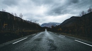 strada, asfalto, bagnato, direzione, orizzonte