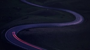 road, winding, turn, glow - wallpapers, picture