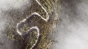 strada, a curve, vista dall’alto, montagne, foresta, nuvole - wallpapers, picture