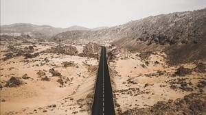 road, desert, marking, turn