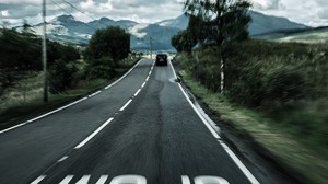 road, marking, asphalt, speed, blur