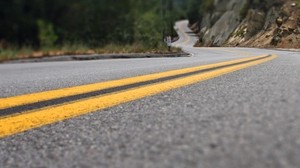 strada, marcatura, linee, giallo, asfalto, curve