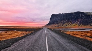 road, marking, sky, mountains - wallpapers, picture