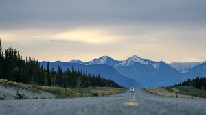 road, highway, mountains