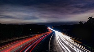 road, light, night, sky - wallpapers, picture