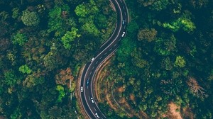 road, top view, trees, winding, batang kali, malaysia - wallpapers, picture