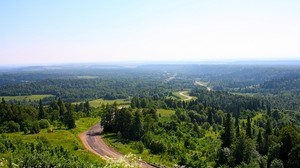 road, view, top, clear, trees, landscape