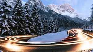 ate, winter, turn, road, snow - wallpapers, picture
