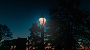 lantern, night, pillar, light - wallpapers, picture