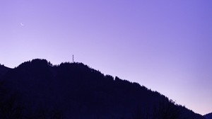 mountain, trees, dusk, dark, landscape - wallpapers, picture