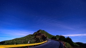 mountain, road, turn, starry sky, taiwan