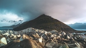 mountain, ice, glacier, peak, landscape, iceland