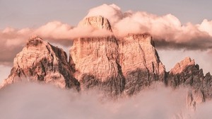 berg, moln, dolomiter, monte pelmo, Italien