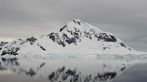 montagna, oceano, neve, riflesso - wallpapers, picture